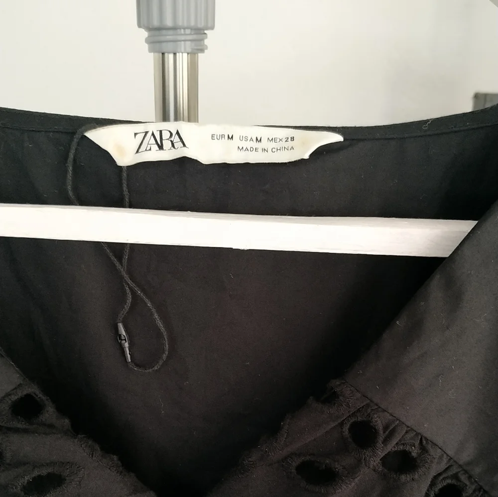 Zara Long sleeve Poplin Mini Dress Black - Picture 6 of 13